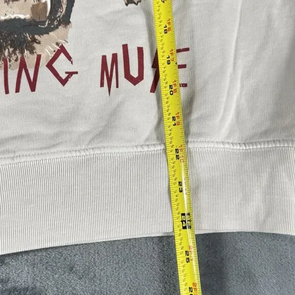 Anine Bing Muse Sz S Tiger Sweatshirt Beige Fleece Pullover Glam Minimalist Art - Picture 6 of 13